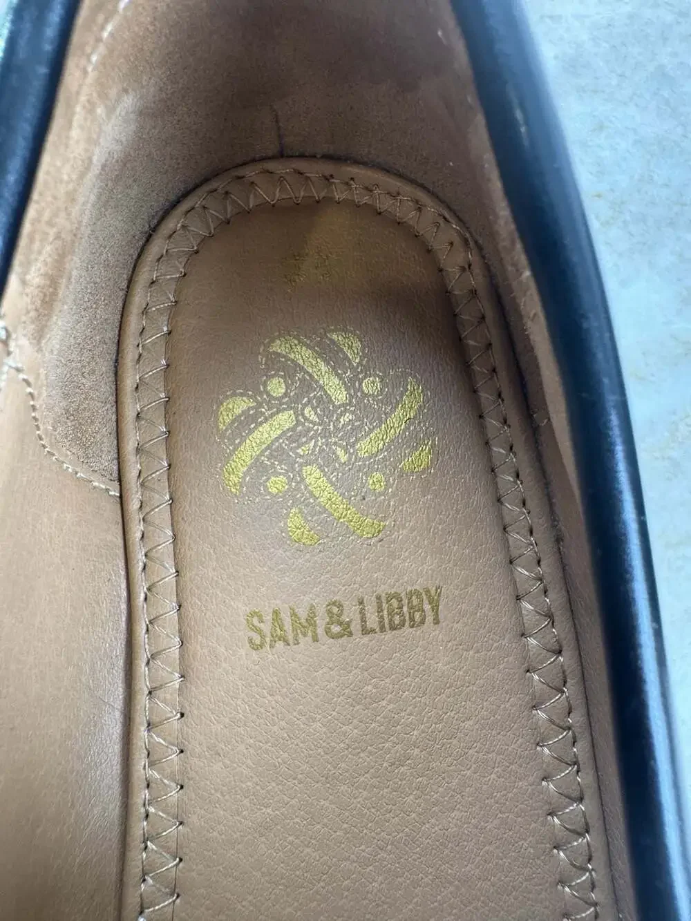 Sam & Libby Black Loafers with Gold Chain Detail